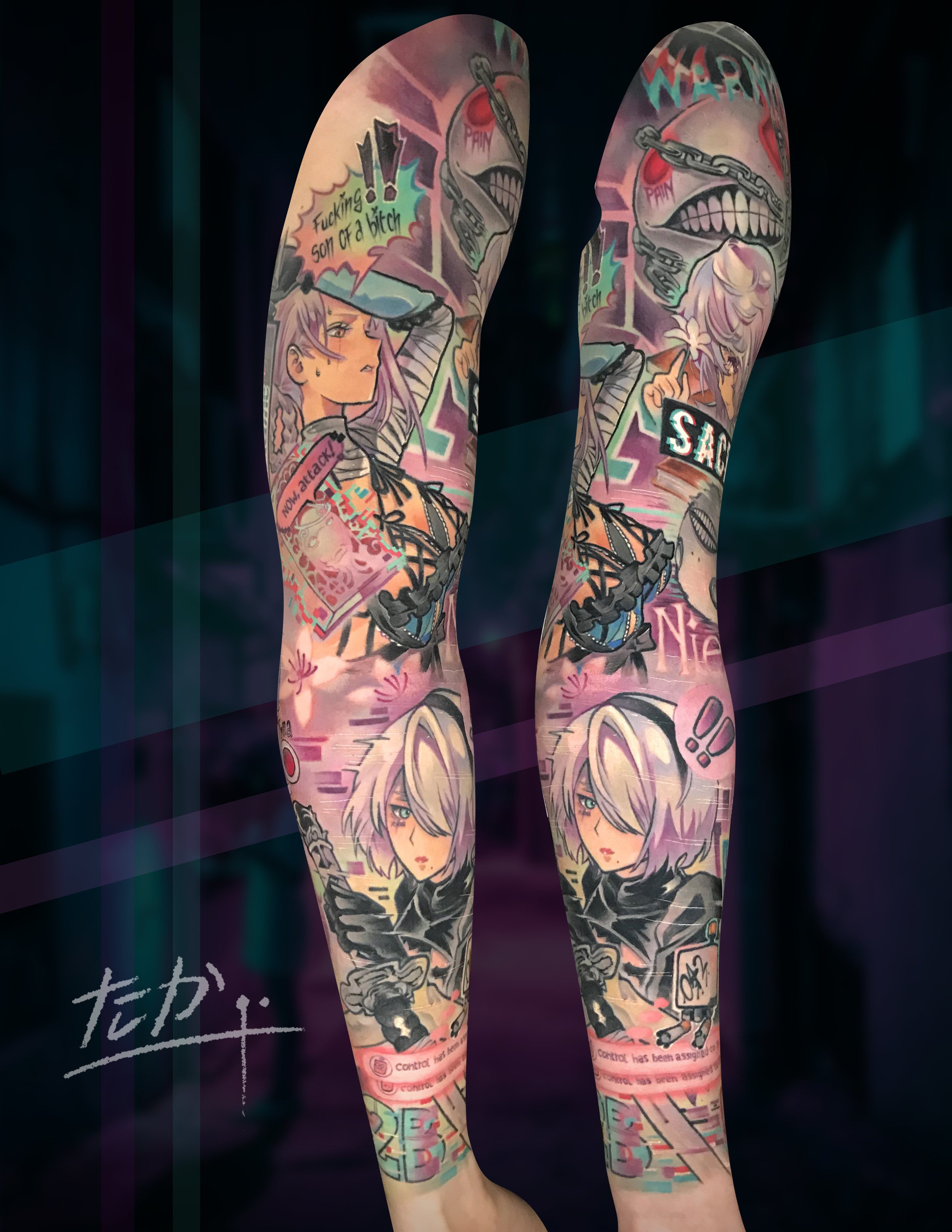 2B Nier Automata tattoo color — Camilo — CAOS Art Tattoo Santiago Chile